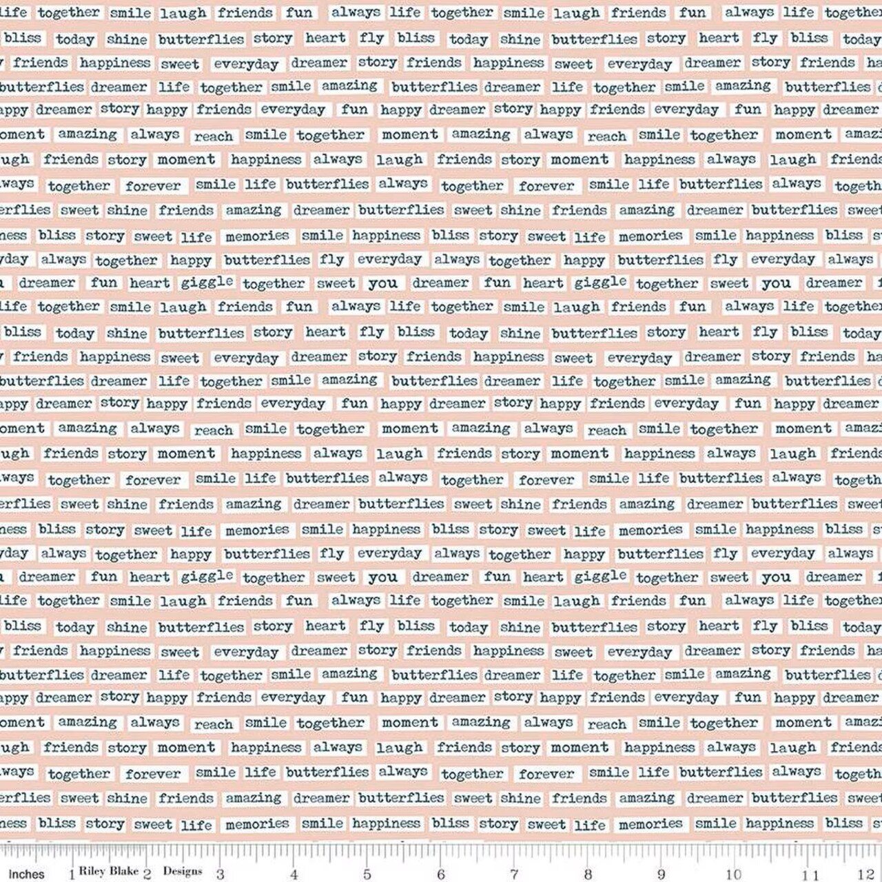 Fabric Riley Blake Blush Words Vintage Charm by the Quarter Yard C15276-BLUSH